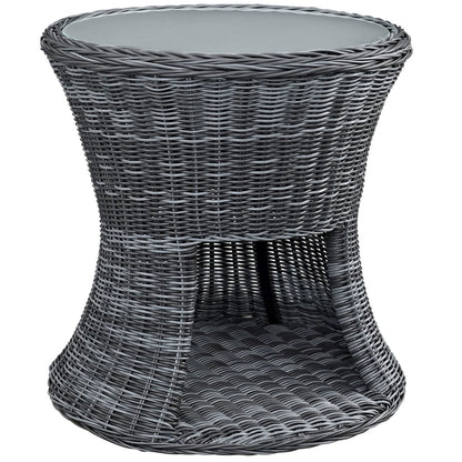 Summon Outdoor Patio Side Table, Grey, Rattan 10003