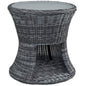 Summon Outdoor Patio Side Table, Grey, Rattan 10003