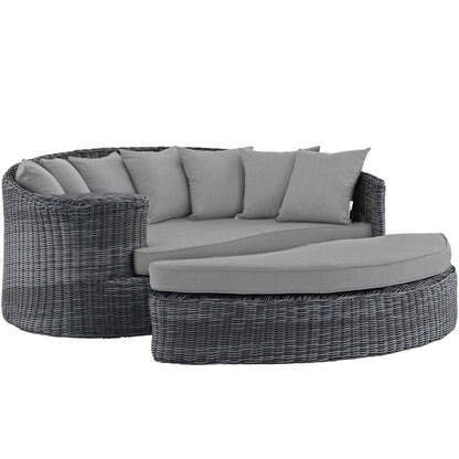 Summon Outdoor Patio Sunbrella® Daybed, Sunbrella Rattan Wicker, Grey Gray 13452
