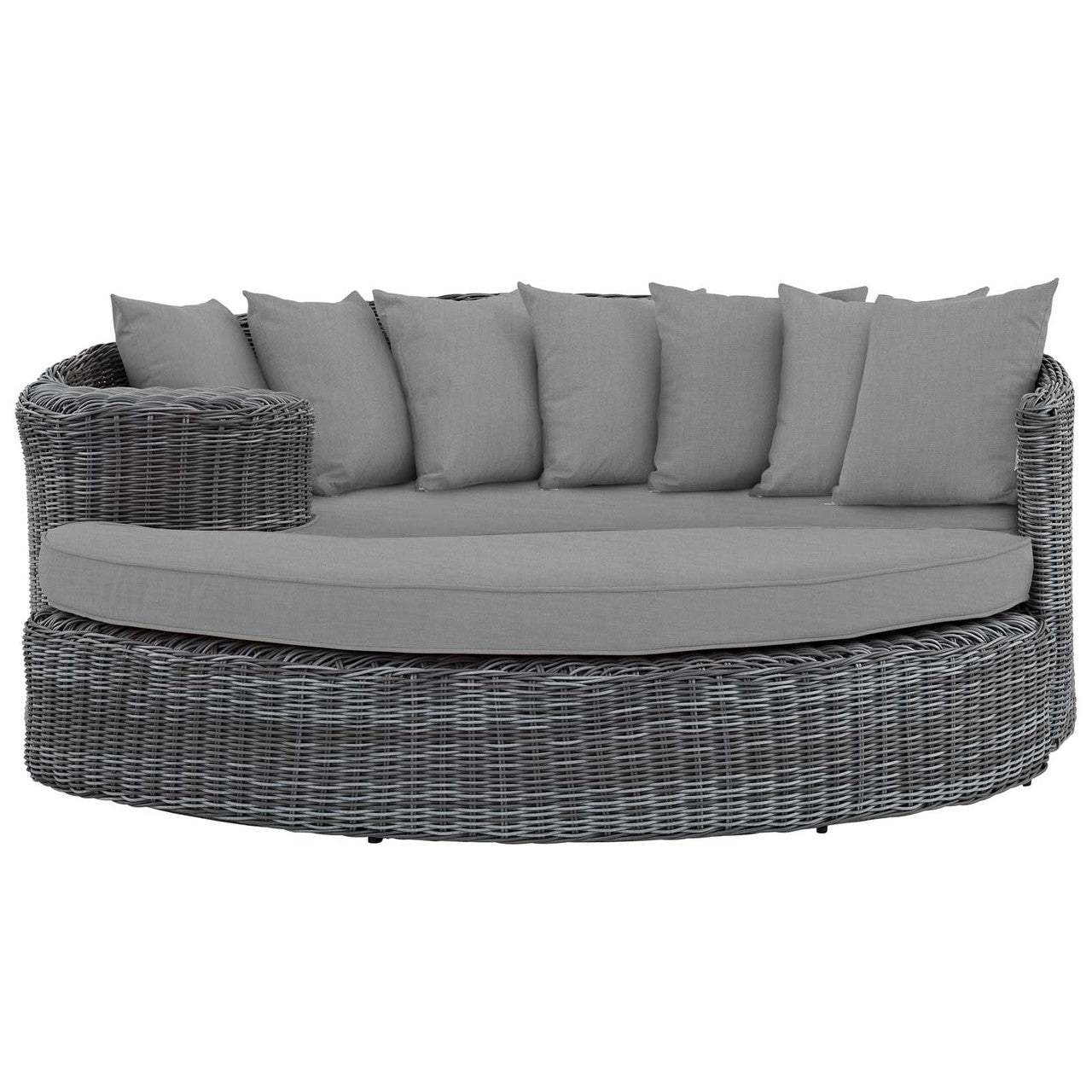 Summon Outdoor Patio Sunbrella® Daybed, Sunbrella Rattan Wicker, Grey Gray 13452