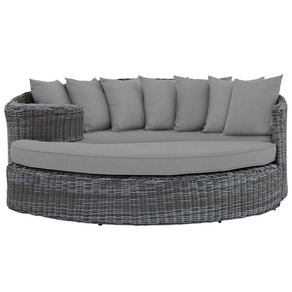 Summon Outdoor Patio Sunbrella® Daybed, Sunbrella Rattan Wicker, Grey Gray 13452