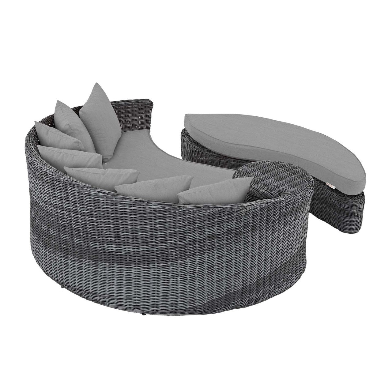 Summon Outdoor Patio Sunbrella® Daybed, Sunbrella Rattan Wicker, Grey Gray 13452