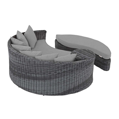 Summon Outdoor Patio Sunbrella® Daybed, Sunbrella Rattan Wicker, Grey Gray 13452