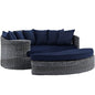 Summon Outdoor Patio Sunbrella Daybed, Navy, Rattan 10005