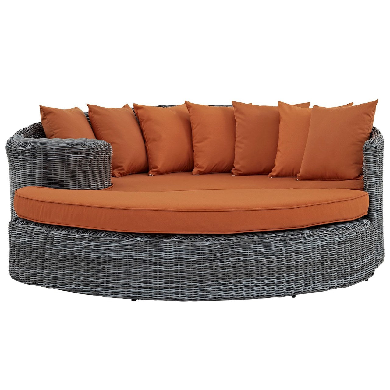 Summon Outdoor Patio Sunbrella Daybed, Orange, Rattan 10006
