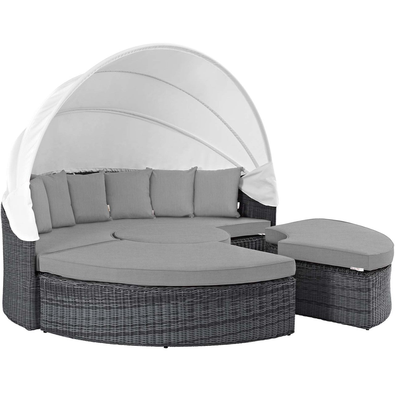 Summon Canopy Outdoor Patio Sunbrella® Daybed, Sunbrella Rattan Wicker, Grey Gray 13458