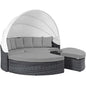 Summon Canopy Outdoor Patio Sunbrella® Daybed, Sunbrella Rattan Wicker, Grey Gray 13458