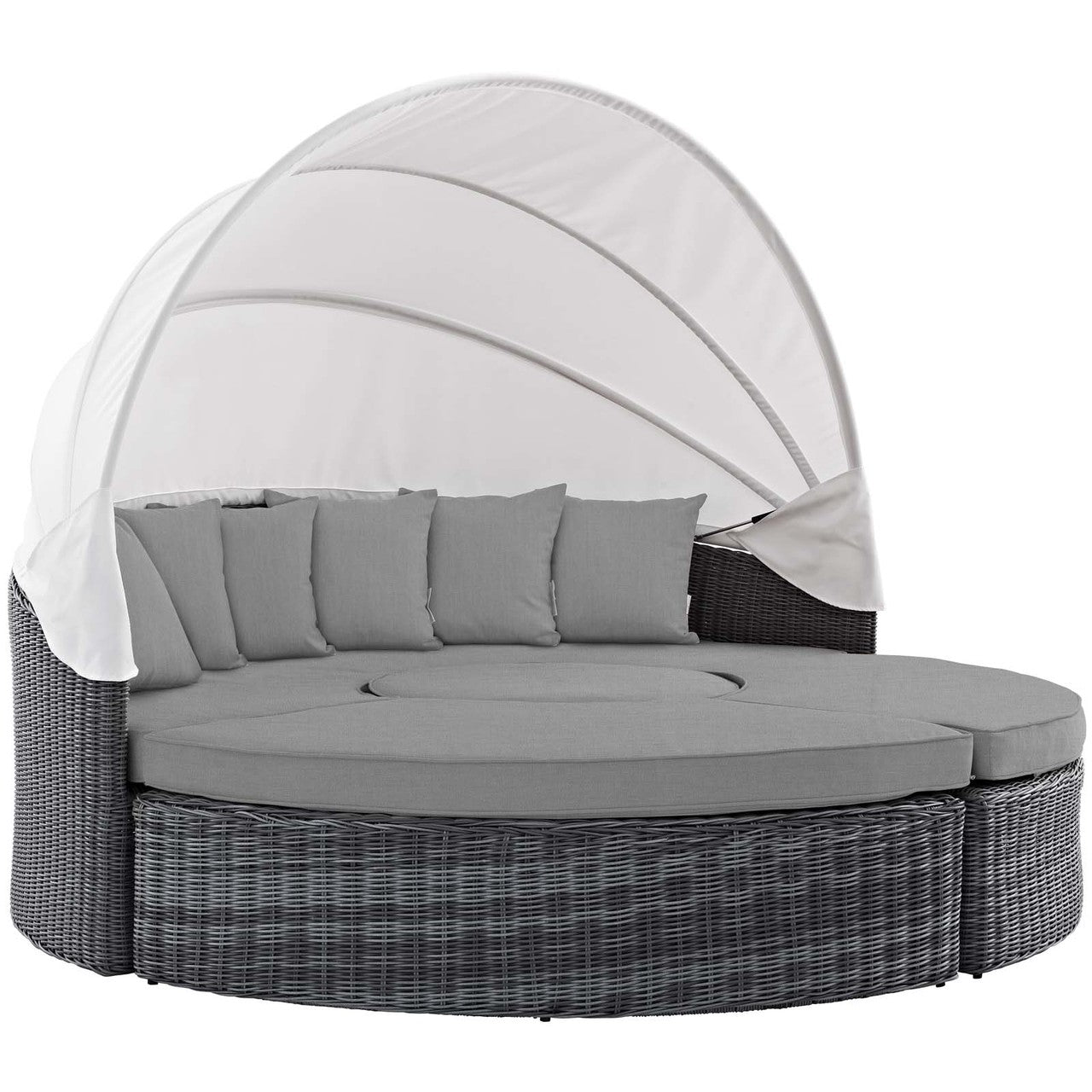 Summon Canopy Outdoor Patio Sunbrella® Daybed, Sunbrella Rattan Wicker, Grey Gray 13458