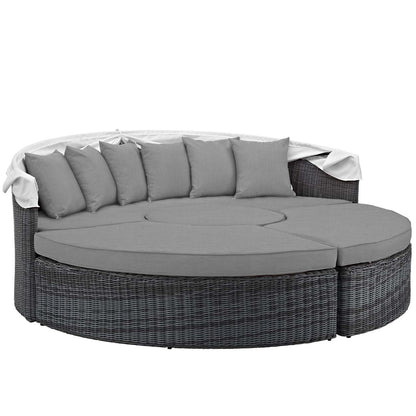 Summon Canopy Outdoor Patio Sunbrella® Daybed, Sunbrella Rattan Wicker, Grey Gray 13458