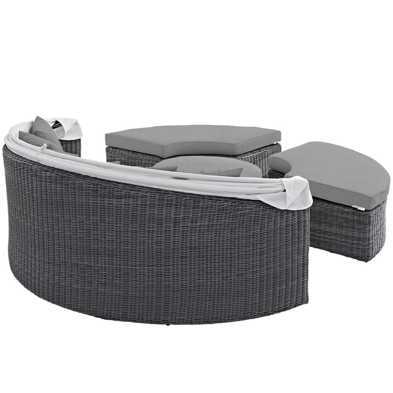 Summon Canopy Outdoor Patio Sunbrella® Daybed, Sunbrella Rattan Wicker, Grey Gray 13458