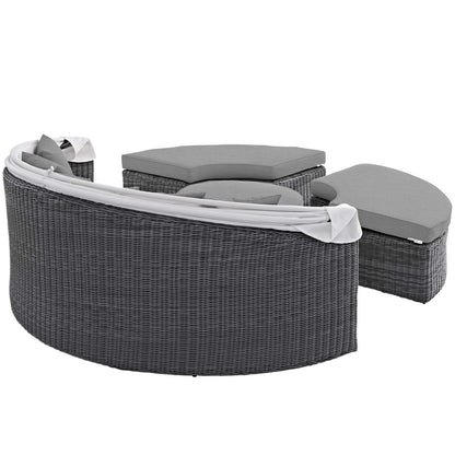 Summon Canopy Outdoor Patio Sunbrella® Daybed, Sunbrella Rattan Wicker, Grey Gray 13458
