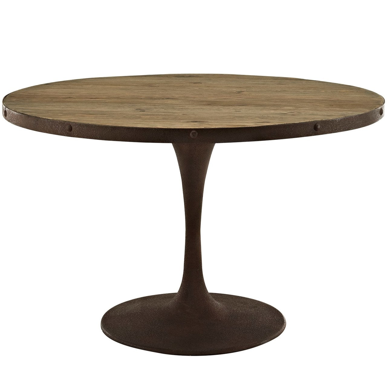 Drive 48" Round Wood Top Dining Table, Brown, Metal 10029