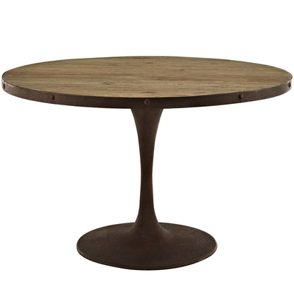 Drive 48" Round Wood Top Dining Table, Brown, Metal 10029