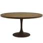 Drive 60" Round Wood Top Dining Table, Brown, Metal 10030