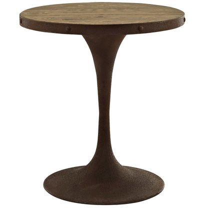 Drive 28" Round Wood Top Dining Table, Brown, Metal 10031