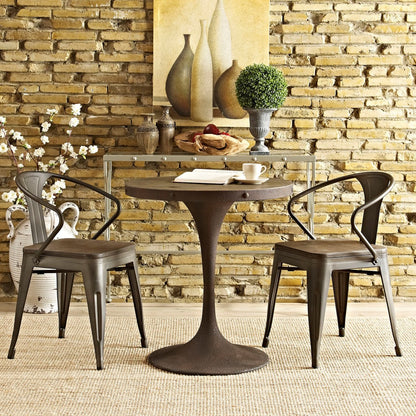 Drive 28" Round Wood Top Dining Table, Brown, Metal 10031