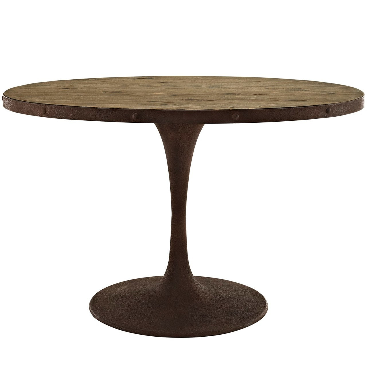 Drive 47" Oval Wood Top Dining Table, Brown, Metal 10034
