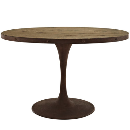 Drive 47" Oval Wood Top Dining Table, Brown, Metal 10034