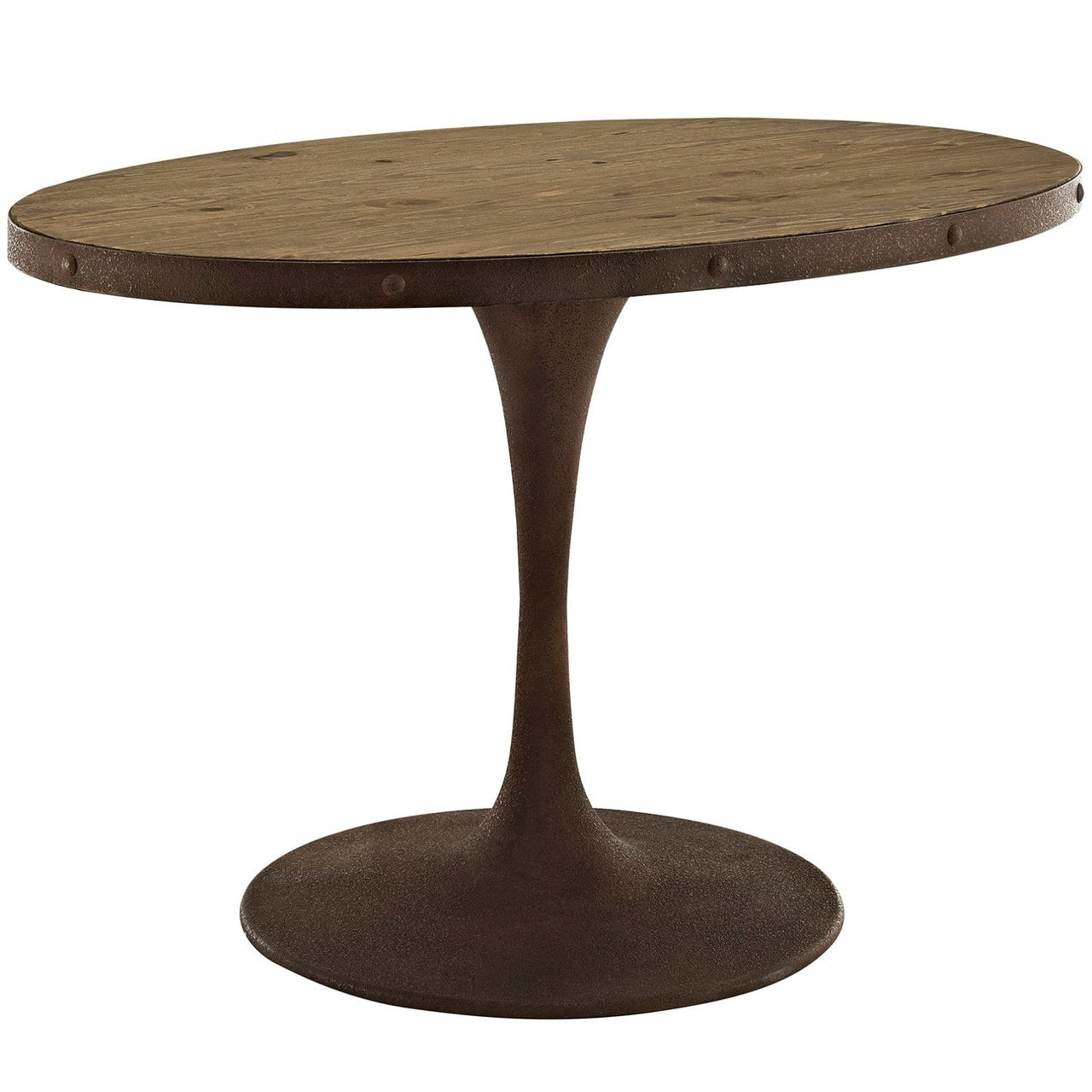 Drive 47" Oval Wood Top Dining Table, Brown, Metal 10034