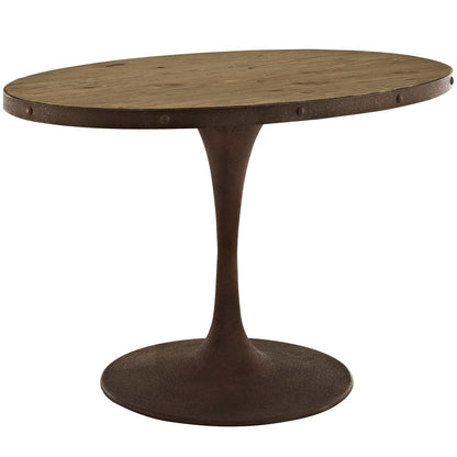 Drive 47" Oval Wood Top Dining Table, Brown, Metal 10034