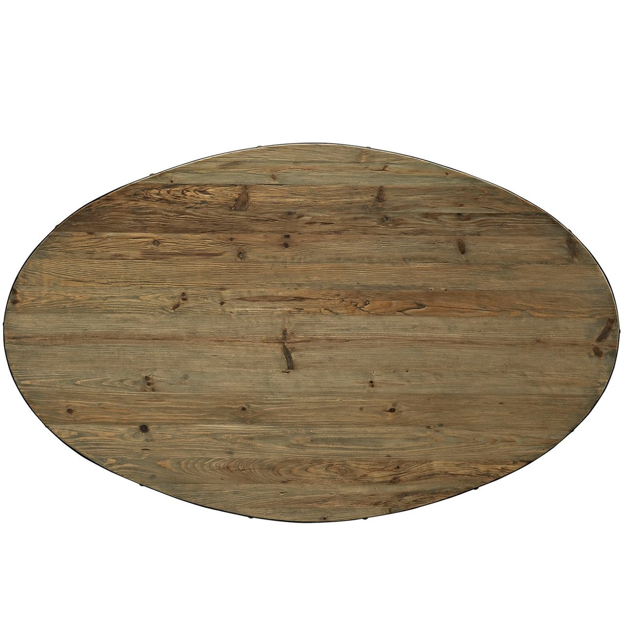 Drive 78" Oval Wood Top Dining Table, Brown, Metal 10035