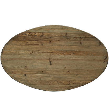 Drive 78" Oval Wood Top Dining Table, Brown, Metal 10035