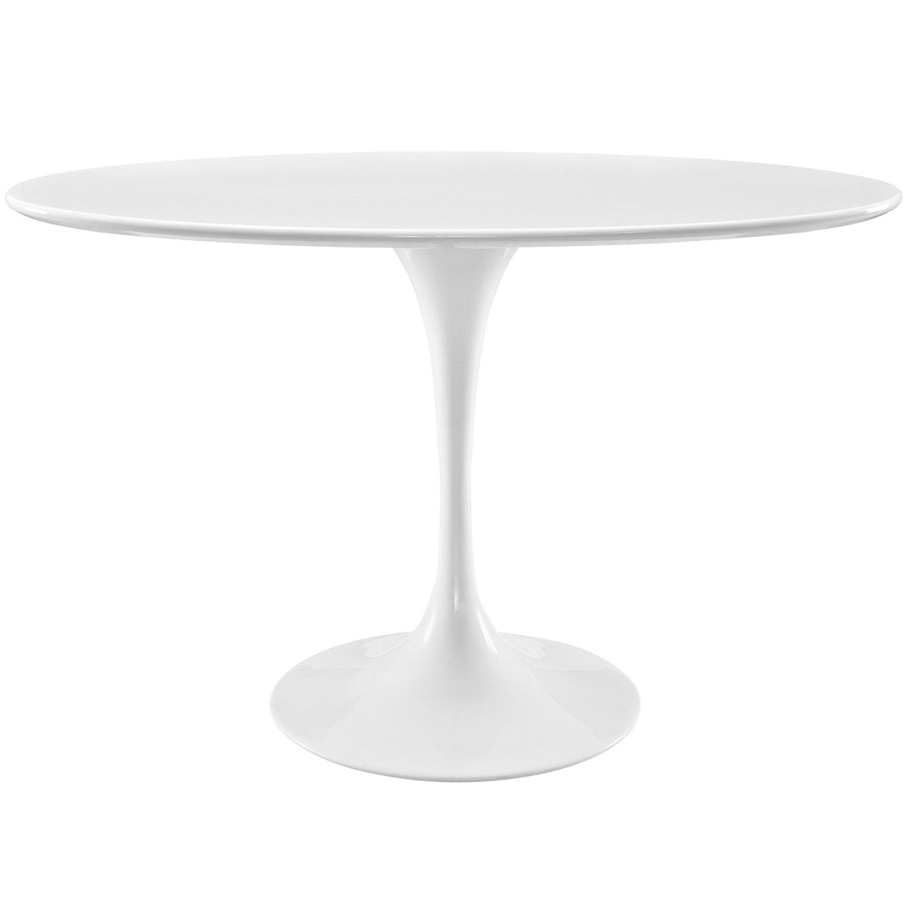 Lippa 48" Oval Wood Top Dining Table, White, Metal 10042