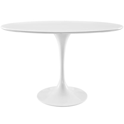 Lippa 48" Oval Wood Top Dining Table, White, Metal 10042