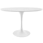 Lippa 48" Oval Wood Top Dining Table, White, Metal 10042
