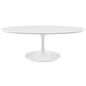Lippa 48" Oval-Shaped Wood Top Coffee Table, White, Metal 10043