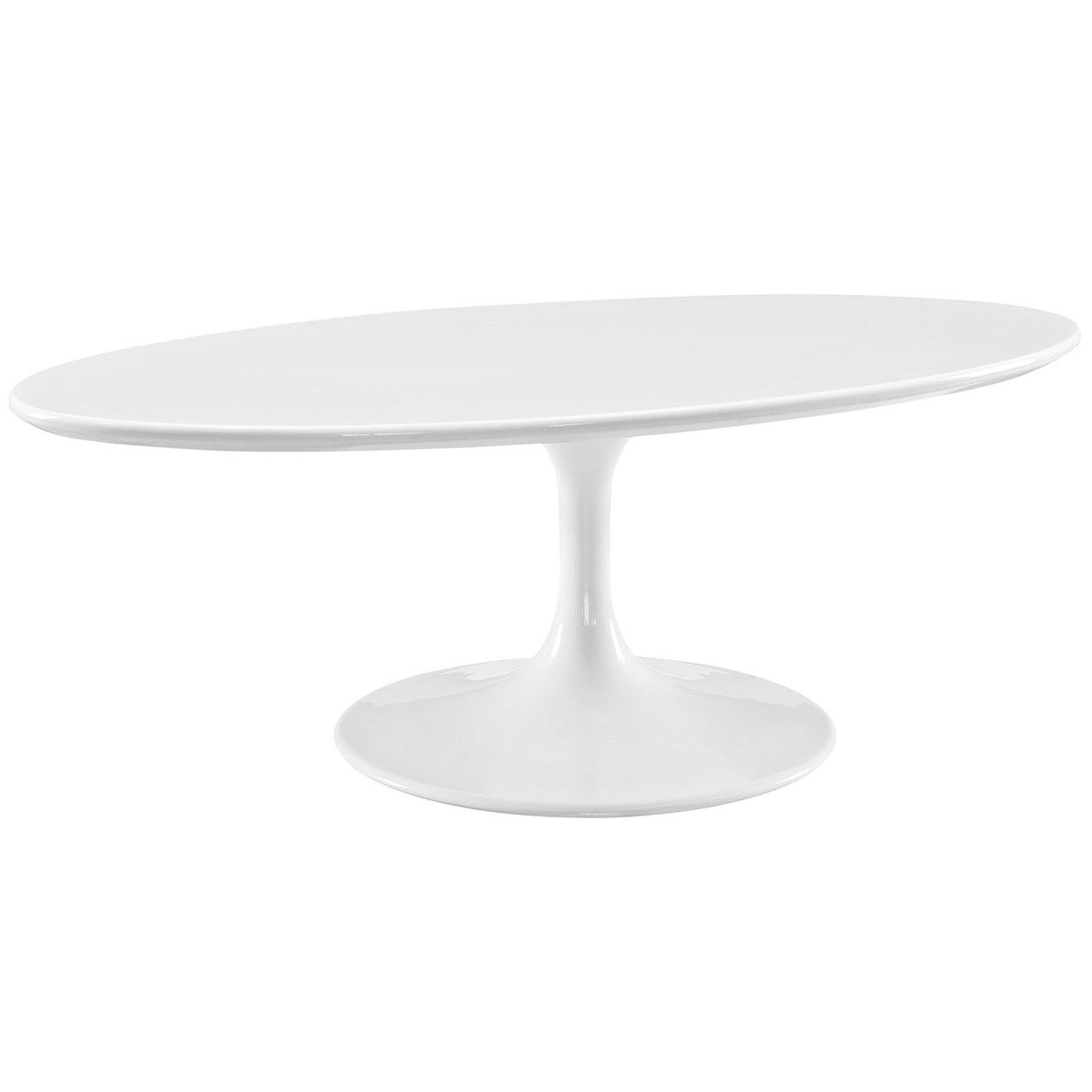 Lippa 48" Oval-Shaped Wood Top Coffee Table, White, Metal 10043