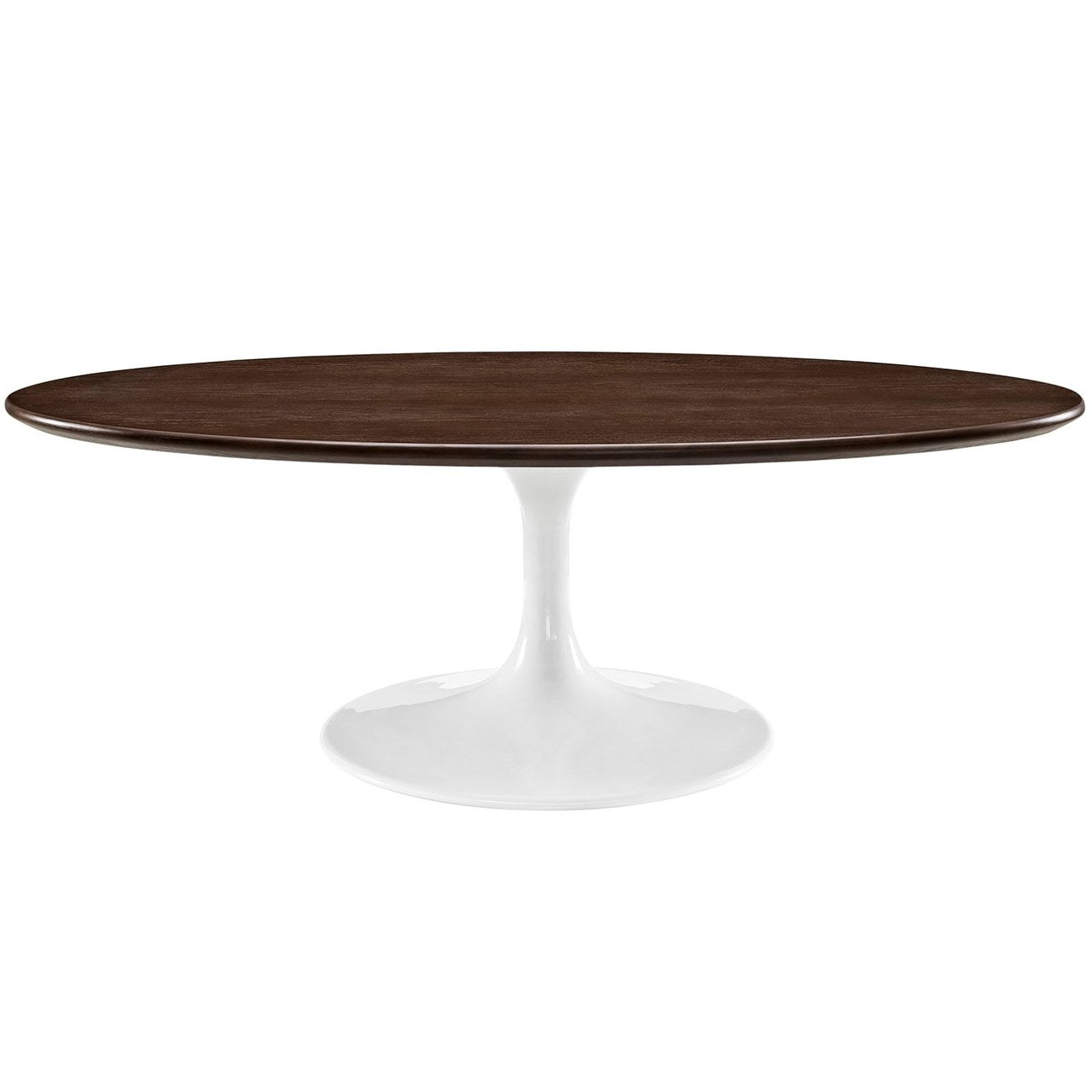 Lippa 48" Oval-Shaped Walnut Coffee Table, Brown, Metal 10045