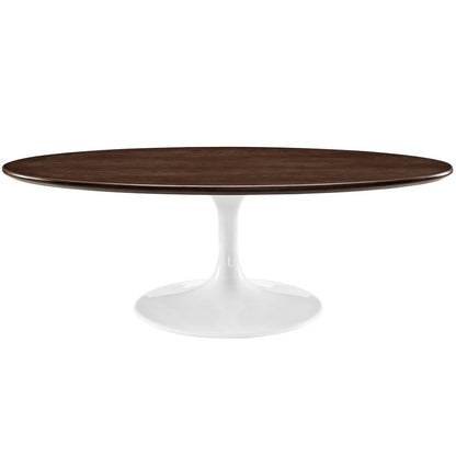 Lippa 48" Oval-Shaped Walnut Coffee Table, Brown, Metal 10045
