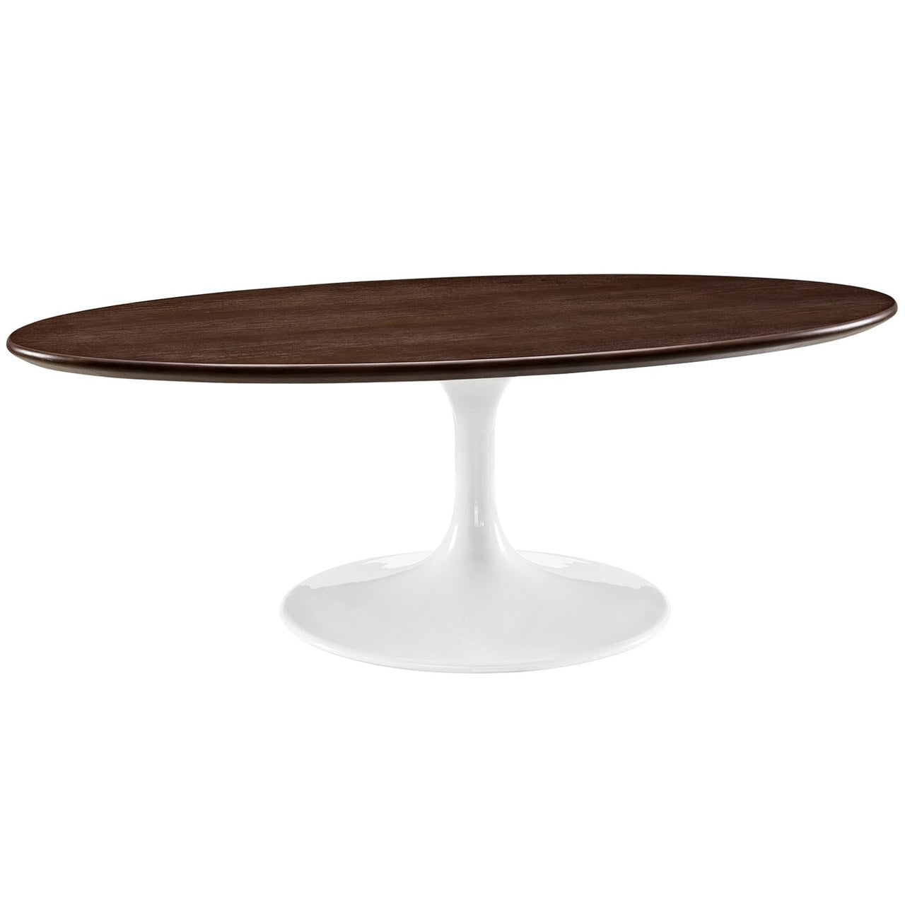 Lippa 48" Oval-Shaped Walnut Coffee Table, Brown, Metal 10045