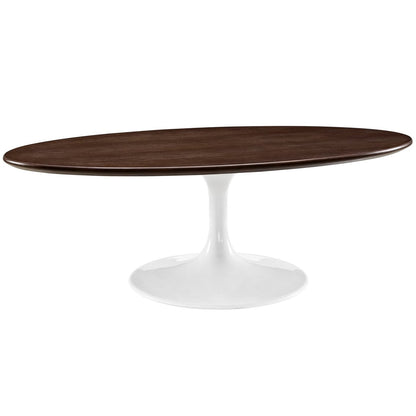 Lippa 48" Oval-Shaped Walnut Coffee Table, Brown, Metal 10045
