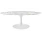 Lippa 48" Oval-Shaped Artificial Marble Coffee Table, White, Metal 10047