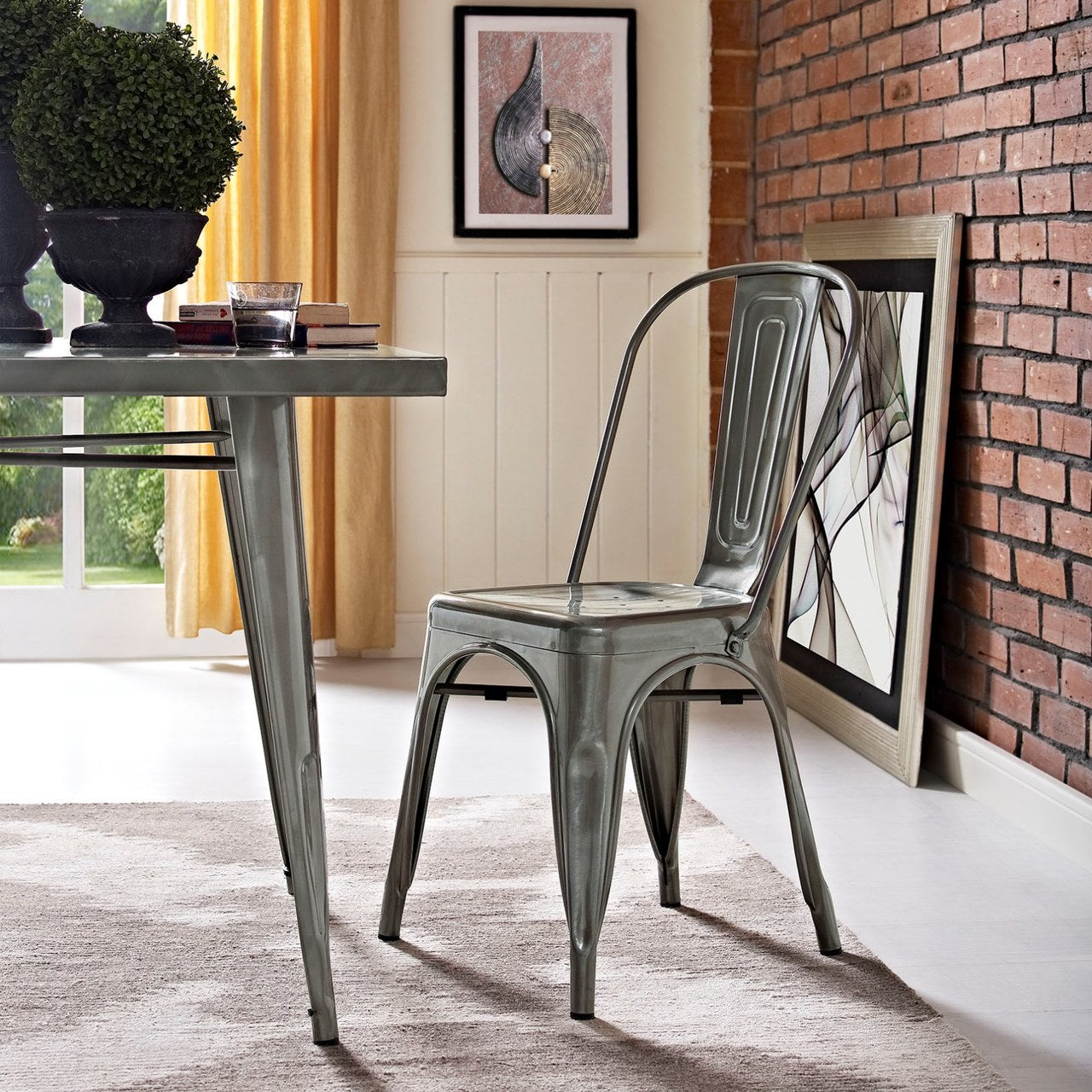Promenade Side Chair, Silver, Metal 10056