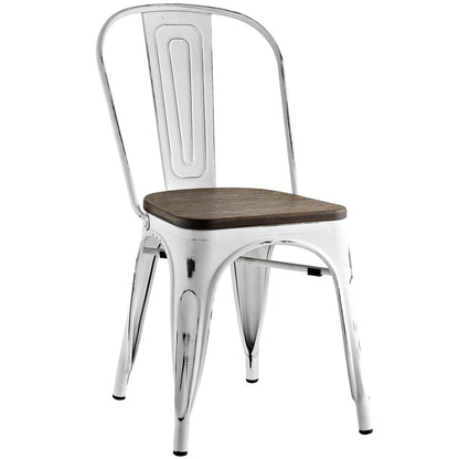 Promenade Bamboo Side Chair, White, Metal 10065