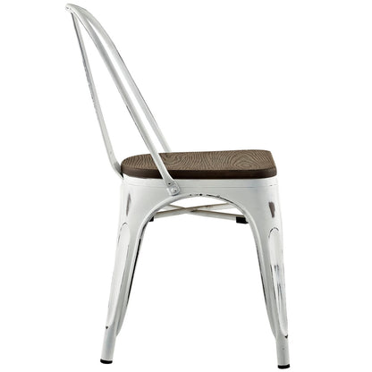 Promenade Bamboo Side Chair, White, Metal 10065
