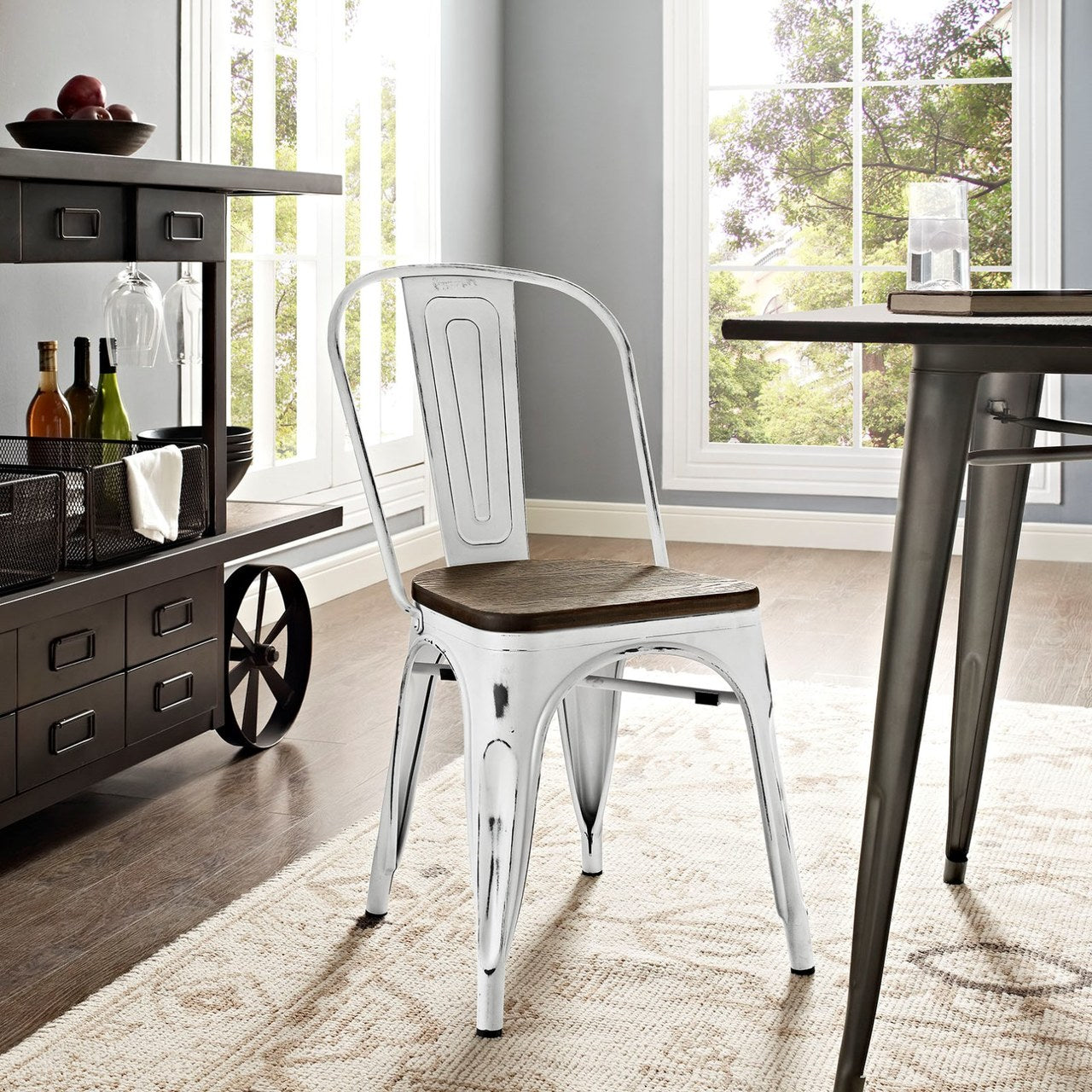 Promenade Bamboo Side Chair, White, Metal 10065