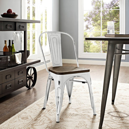 Promenade Bamboo Side Chair, White, Metal 10065