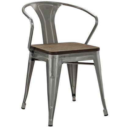 Promenade Bamboo Dining Chair, Silver, Metal 10077