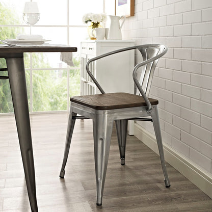 Promenade Bamboo Dining Chair, Silver, Metal 10077