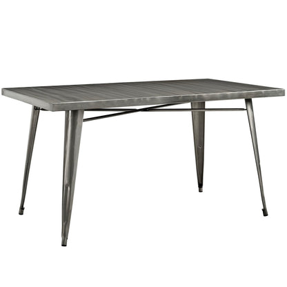 Alacrity Rectangle Metal Dining Table, Silver, Metal 10087