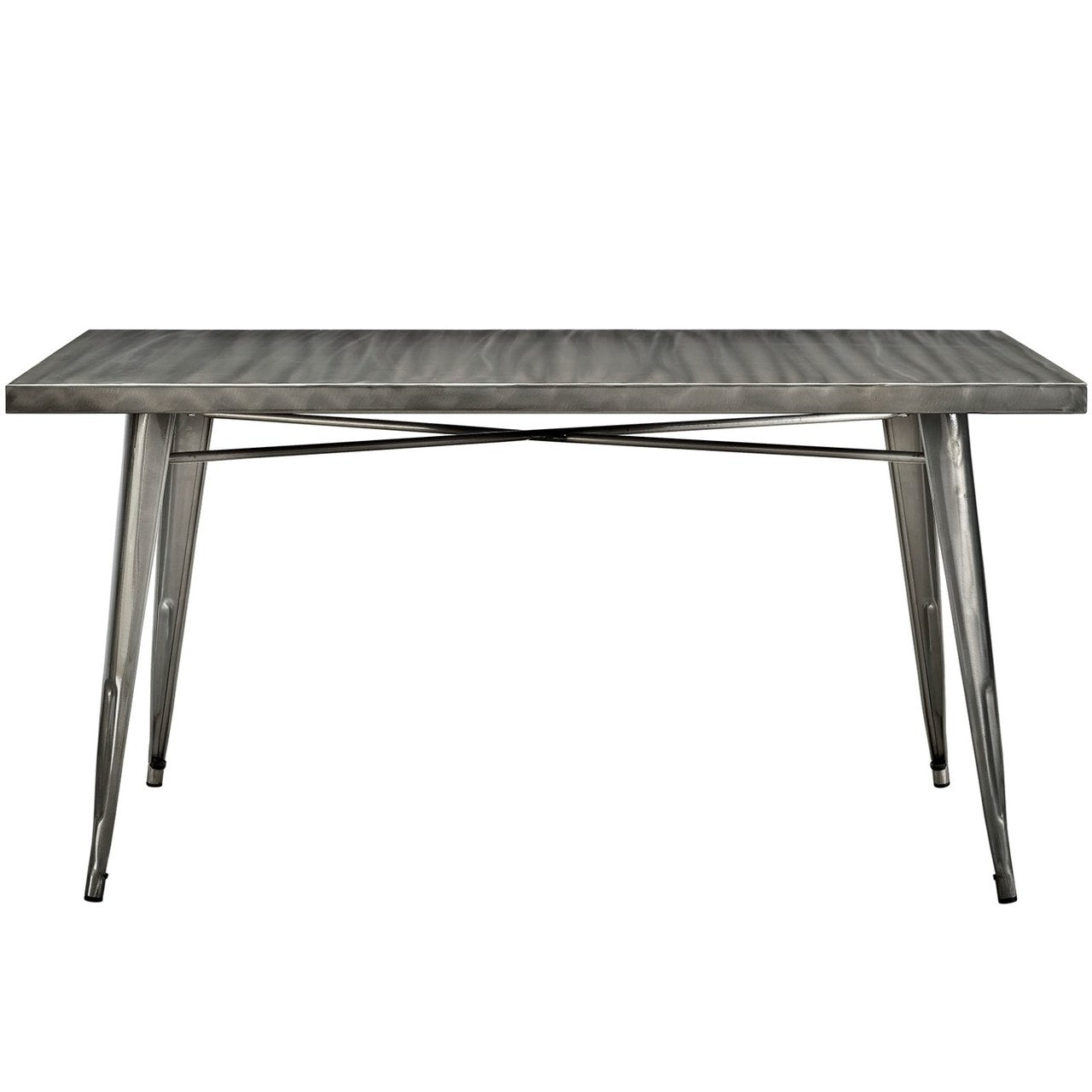 Alacrity Rectangle Metal Dining Table, Silver, Metal 10087