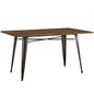 Alacrity 59" Rectangle Wood Dining Table, Brown, Metal 10088