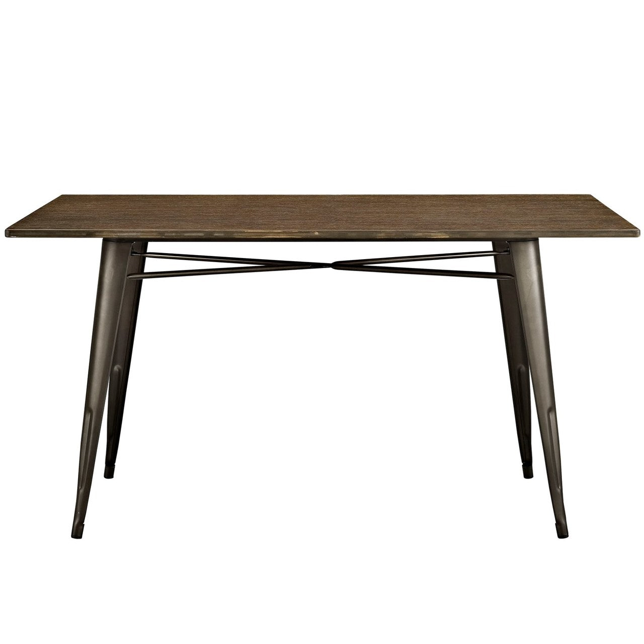 Alacrity 59" Rectangle Wood Dining Table, Brown, Metal 10088