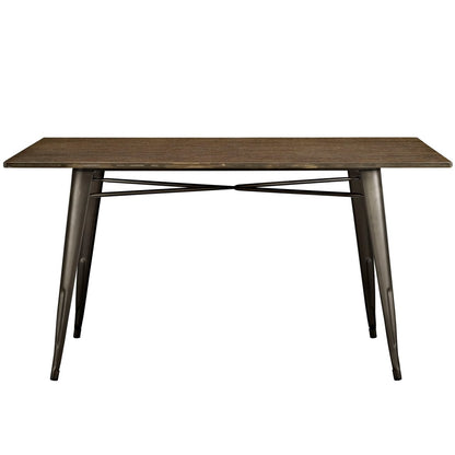 Alacrity 59" Rectangle Wood Dining Table, Brown, Metal 10088