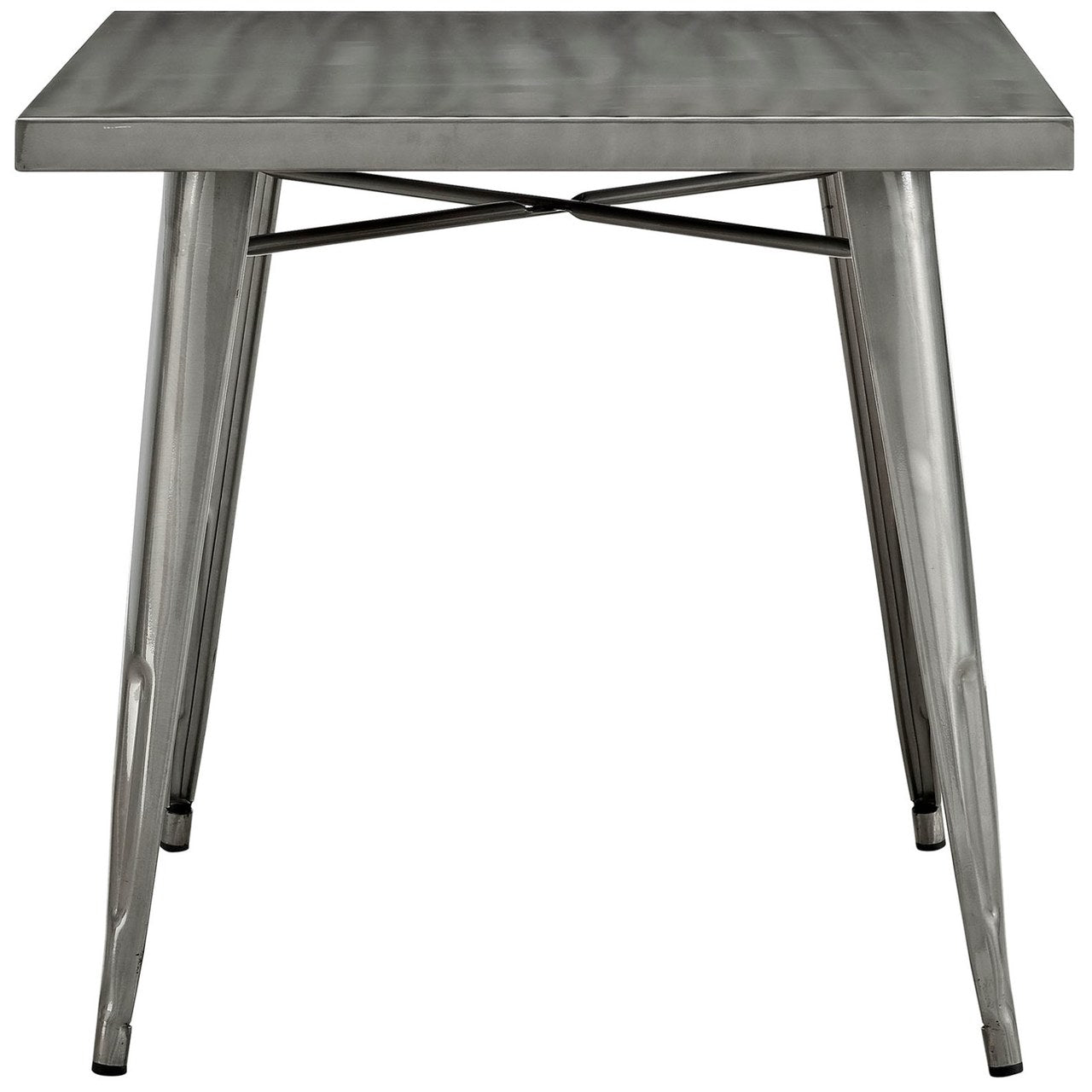 Alacrity Square Metal Dining Table, Silver, Metal 10089