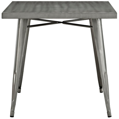Alacrity Square Metal Dining Table, Silver, Metal 10089